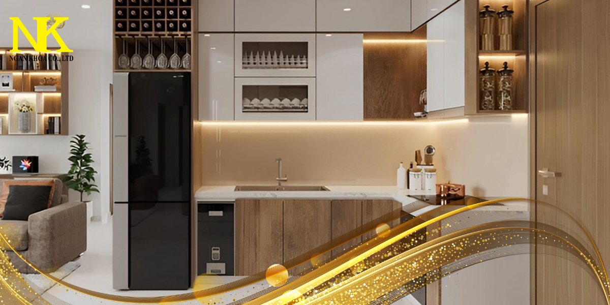 Sản phẩm nội thất tủ bếp, giường đang được hoàn thiện tại xưởng sản xuất Ngân Khoa