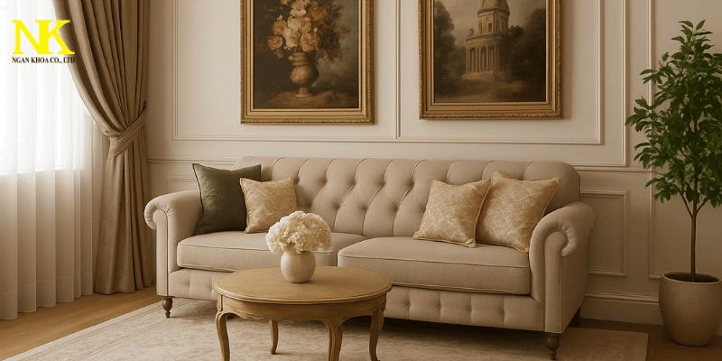 nội thất phòng khách tân cổ điển