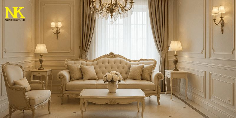 nội thất phòng khách tân cổ điển