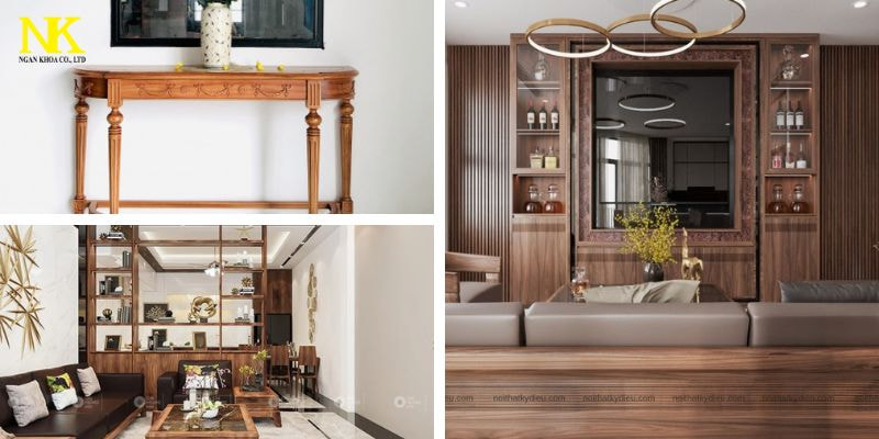 Phòng khách tân cổ điển gỗ