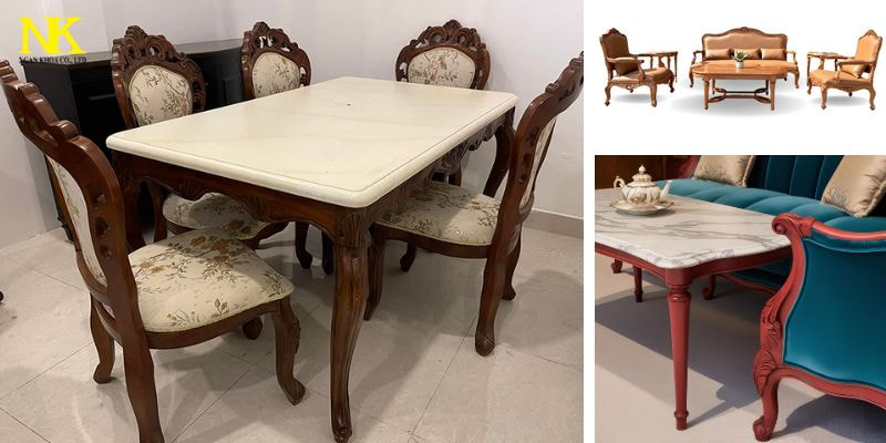 Phòng khách tân cổ điển gỗ